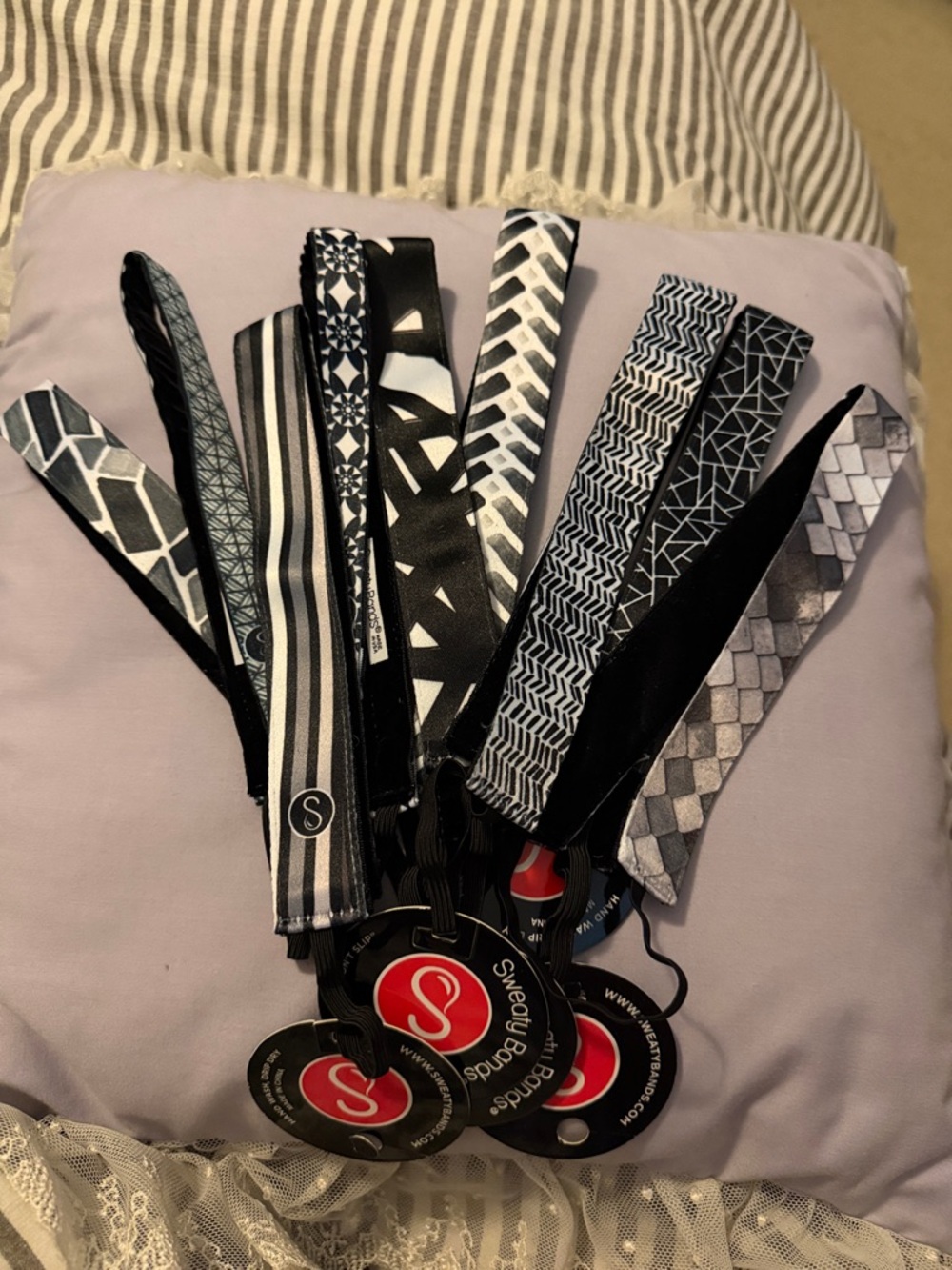 Sweaty Bands Black & White Patterned No-Slip Headbands